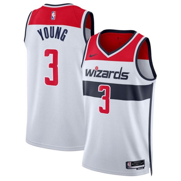 Men's Washington Wizards #3 Trae Young White Association Edition Stitched Jersey