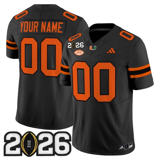 Men's Miami Hurricanes Custom Black 2026 CFP Final Patch F.U.S.E. Vapor Limited Stitched Jersey