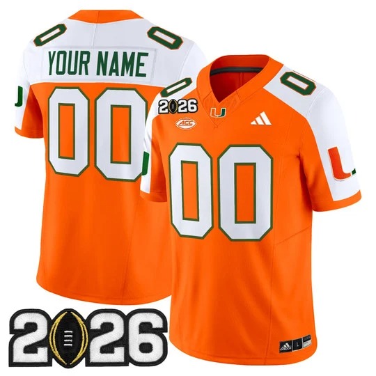 Men's Miami Hurricanes Custom Orange Alternate 2026 CFP Final Patch F.U.S.E. Vapor Limited Stitched Jersey