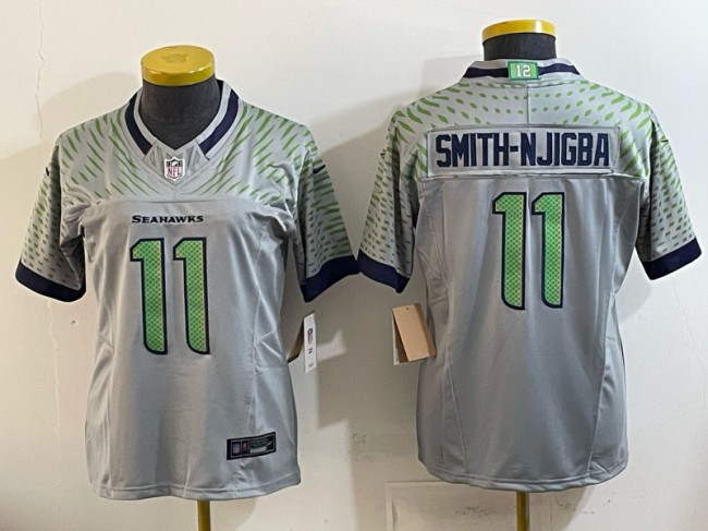 Youth Seattle Seahawks #11 Jaxon Smith-Njigba Grey Rivalries 2025 F.U.S.E. Vapor Limited Football Stitched Jersey