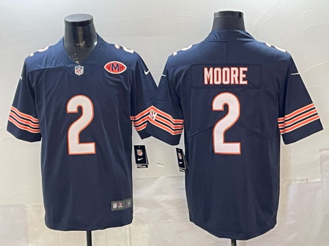Men's Chicago Bears #2 DJ Moore Navy VMH Patch Vapor Untouchable Limited Stitched Football Jersey