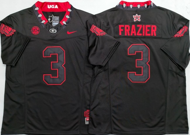 Men's Georgia Bulldogs #3 Nate Frazier Black 'Stranger Things Edition' F.U.S.E. Vapor Limited Stitched Football Jersey