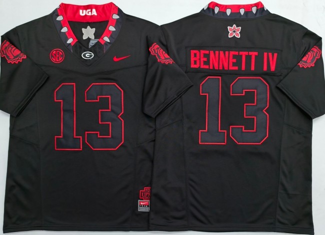 Men's Georgia Bulldogs #13 Stetson Bennett IV Black 'Stranger Things Edition' F.U.S.E. Vapor Limited Stitched Football Jersey