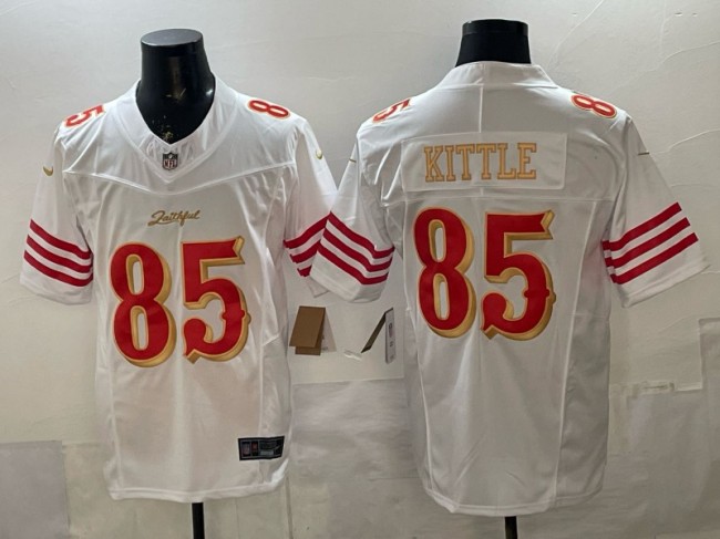 Men's San Francisco 49ers #85 George Kittle White Gold F.U.S.E. 2025 Rivalries Vapor Limited Stitched Football Jersey
