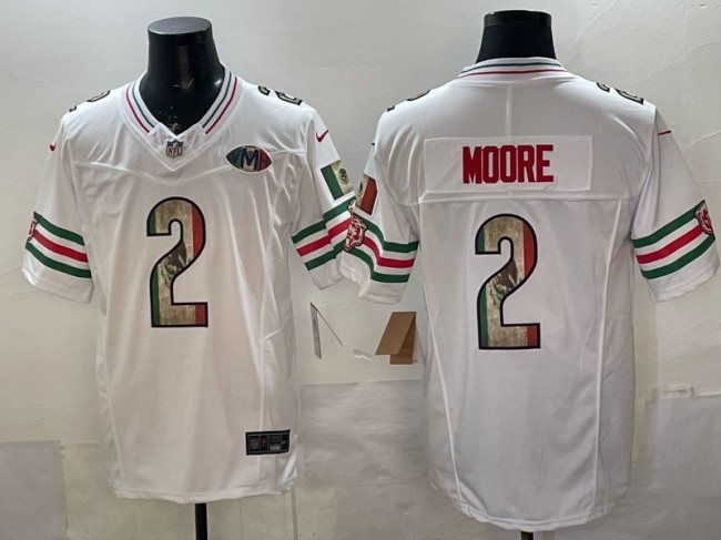Men's Chicago Bears #2 DJ Moore White Mexico F.U.S.E. VMH Patch Throwback Stitched Football Jersey