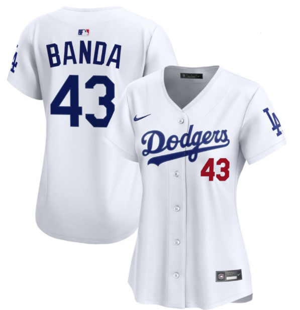 Women's Los Angeles Dodgers #43 Anthony Banda White Limited Stitched Baseball Jersey