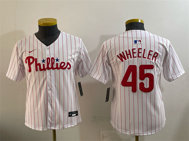 Youth Philadelphia Phillies #45 Zack Wheeler White Limited Stitched Jersey
