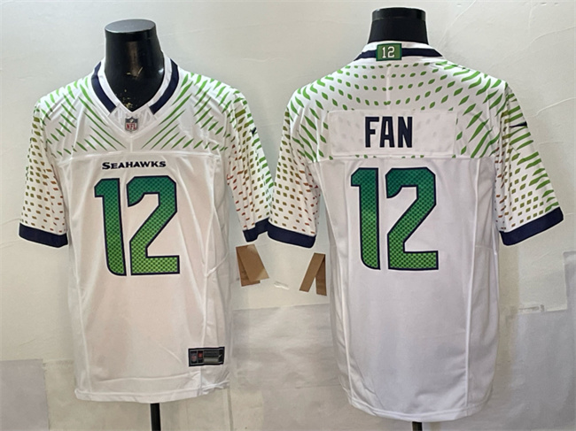 Men's Seattle Seahawks #12 Fan White 2025 F.U.S.E. “Rivalries” Vapor Untouchable Limited Stitched Football Jersey
