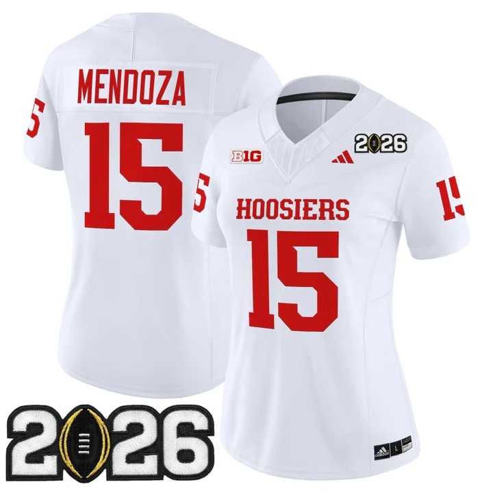 Men & Women & Youth Indiana Hoosiers #15 Fernando Mendoza White 2026 CFP Final Patch F.U.S.E. Vapor Limited Stitched Jersey
