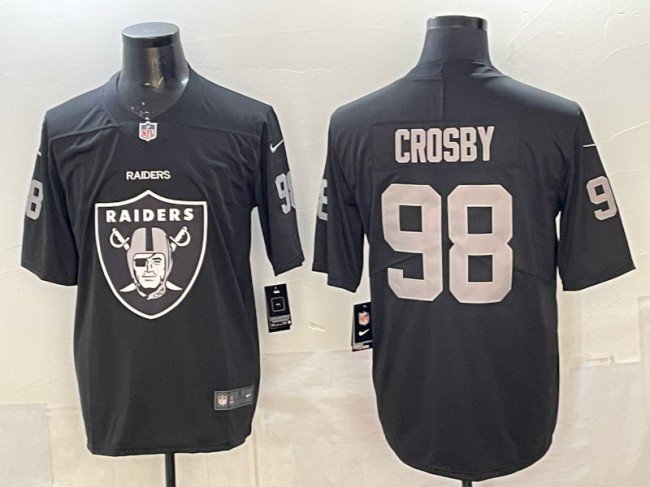Men's Las Vegas Raiders #98 Maxx Crosby Black Big Logo Vapor Limited Stitched Jersey
