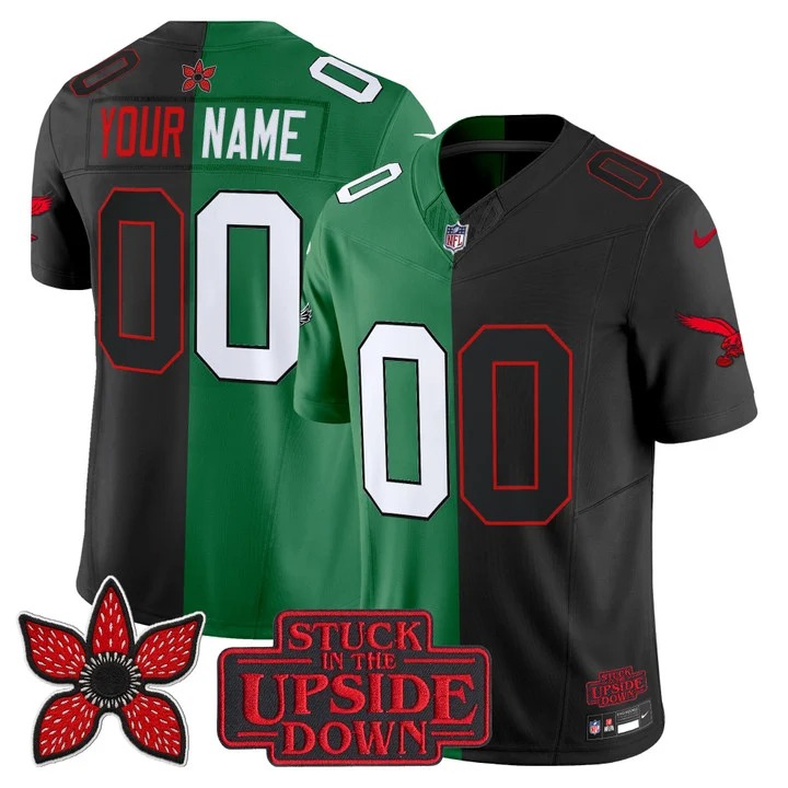 Men's Philadelphia Eagles Custom Black Kelly Green 'Upside Down Edition' F.U.S.E. Vapor Limited Stitched Jersey