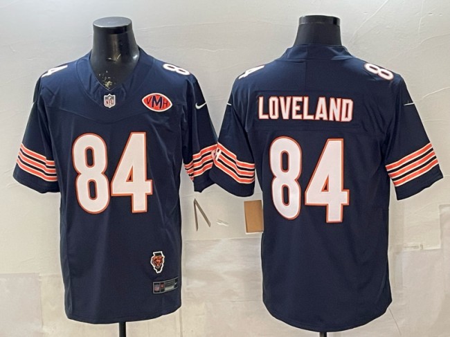 Men's Chicago Bears #84 Colston Loveland Navy F.U.S.E. VMH & Illinois Patch Vapor Limited Stitched Jersey