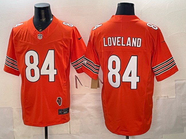 Men's Chicago Bears #84 Colston Loveland Orange F.U.S.E. Illinois Patch Vapor Limited Stitched Jersey