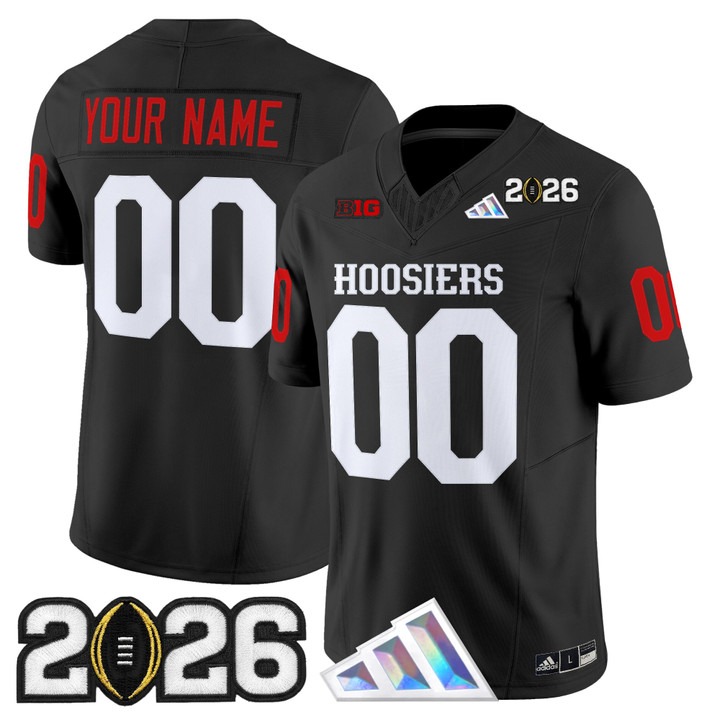 Men's Indiana Hoosiers Custom Black 2026 CFP Final Patch F.U.S.E. Vapor Limited V4 Stitched Jersey