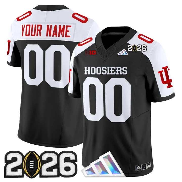 Men's Indiana Hoosiers Custom Black Alternate 2026 CFP Final Patch F.U.S.E. Vapor Limited V4 Stitched Jersey
