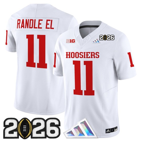 Men's Indiana Hoosiers #11 Antwaan Randle El White 2026 CFP Final Patch F.U.S.E. Vapor Limited V4 Stitched Jersey