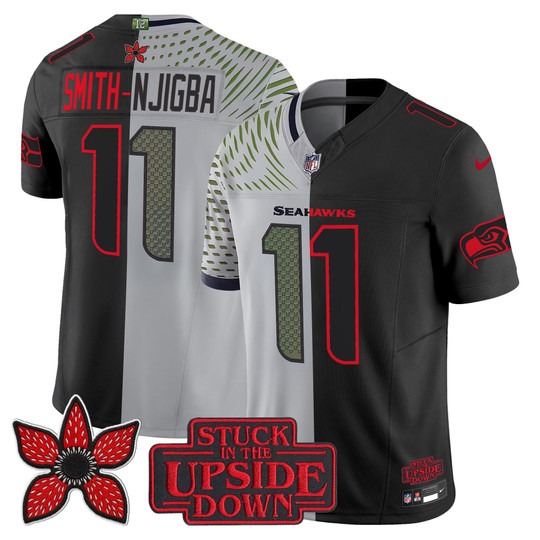 Men's Seattle Seahawks #11 Jaxon Smith-Njigba Black Rivalries 'Upside Down Edition' F.U.S.E. Vapor Limited Stitched Jersey