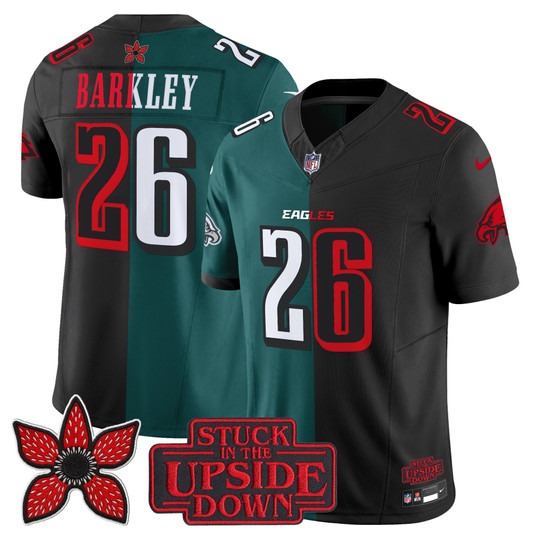 Men's Philadelphia Eagles #26 Saquon Barkley Black Midnight Green 'Upside Down Edition' F.U.S.E. Vapor Limited Stitched Jersey