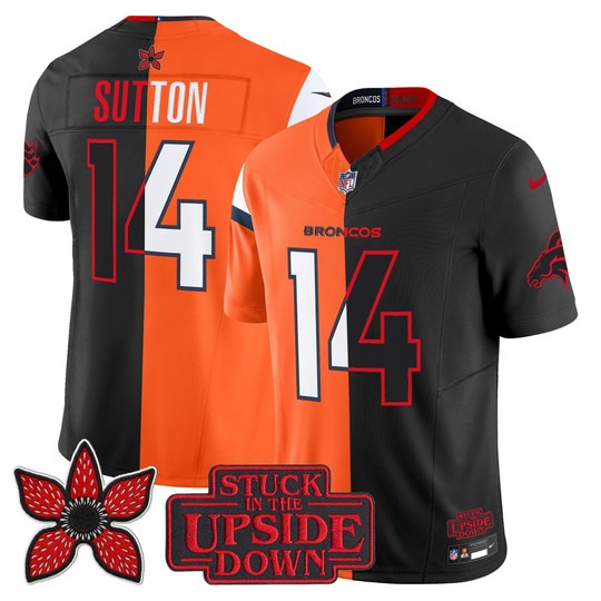 Men's Denver Broncos #14 Courtland Sutton Black Orange 'Upside Down Edition' F.U.S.E. Vapor Limited Stitched Jersey