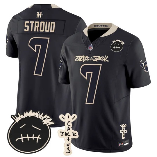 Men's Houston Texans x Cactus Jack #7 CJ Stroud Navy F.U.S.E. Vapor Limited V2 Stitched Jersey