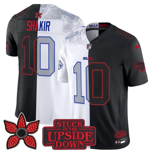 Men's Buffalo Bills #10 Khalil Shakir Black Rivalries 'Upside Down Edition' Vapor Limited Stitched Jersey