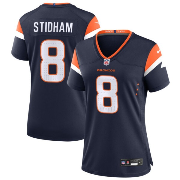 Women's Denver Broncos #8 Jarrett Stidham Navy Alternate Mile High Collection Vapor Limited Stitched Jersey