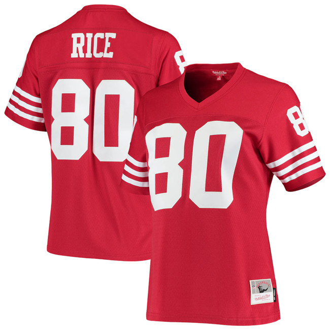 Women's San Francisco 49ers #80 Jerry Rice Scarlet Throwback Stitched Jersey