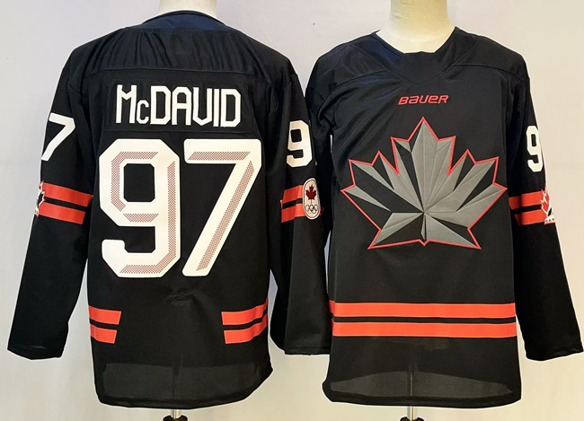 Youth Canada Hockey #97 Connor McDavid Black Stitched Jersey