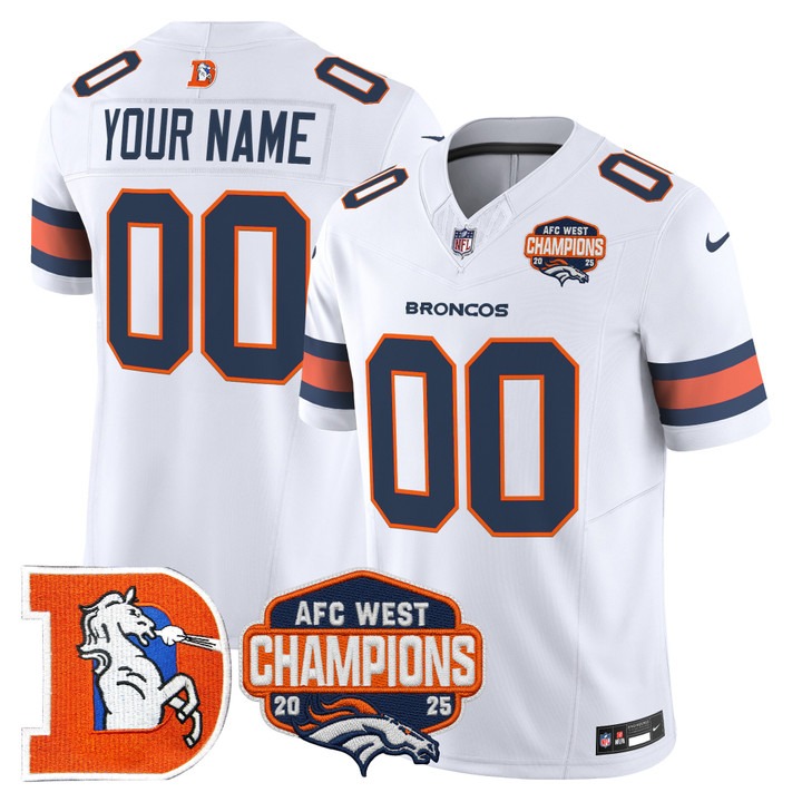Denver Broncos Custom White F.U.S.E. Throwback 2025 AFC West Champions Vapor Limited Stitched Jersey