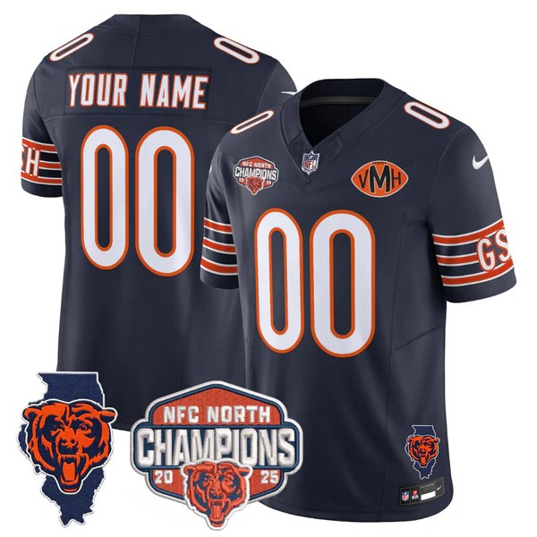 Chicago Bears Custom Navy F.U.S.E. 2025 NFC North Division Champions Vapor Limited Stitched Jersey