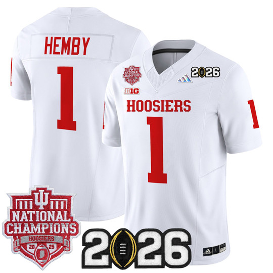 Men & Women & Youth Indiana Hoosiers #1 Roman Hemby White 2025 National Champions & 2026 CFP Final Patch F.U.S.E. Vapor Limited Stitched Jersey