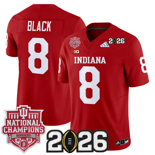 Men & Women & Youth Indiana Hoosiers #8 Kaelon Black Crimson 2025 National Champions & 2026 CFP Final Patch F.U.S.E. Vapor Limited Stitched Jersey