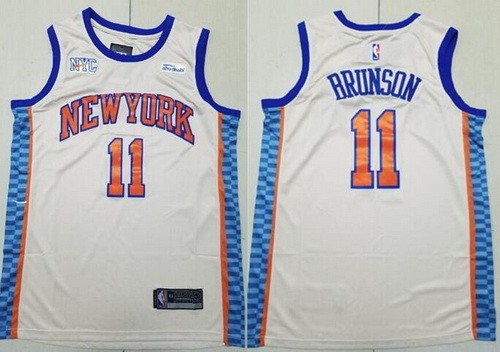 Men's New York Knicks #11 Jalen Brunson Cream 2025 City Sponsor Swingman Stitched Jersey