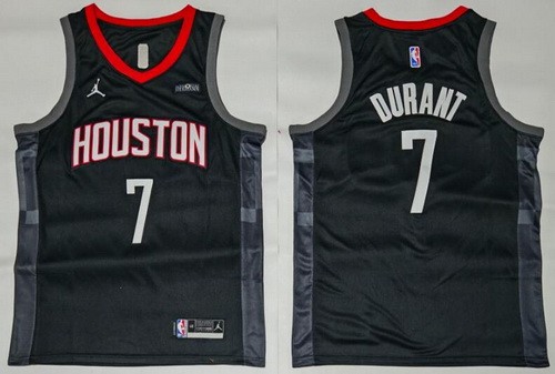 Men's Houston Rockets #7 Kevin Durant Black Statement Sponsor Swingman Stitched Jersey