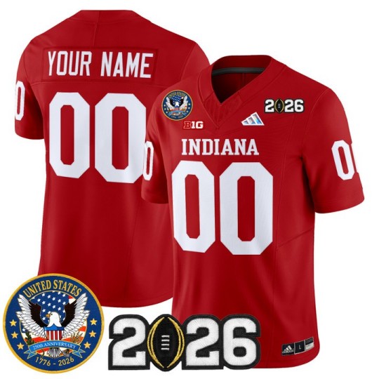 Men's Indiana Hoosiers Custom Crimson United States 250th Anniversary Patch F.U.S.E. Vapor Limited V2 Stitched Jersey