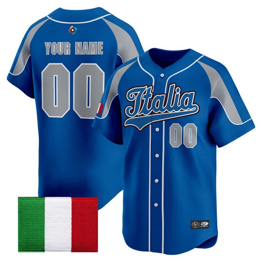 Men's Team Italy Custom Royal 2026 World Baseball Classic Vapor Limited Stitched Jersey
