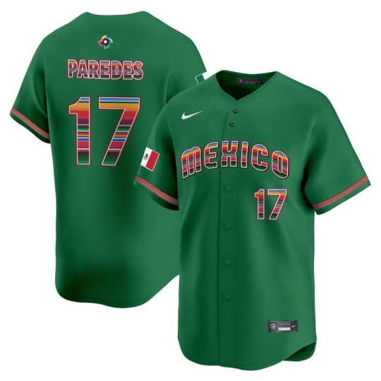 Men's Team Mexico World Baseball Classic #17 Isaac Paredes Green 'Serape Edition' Limited 2026 Roster Stitched Jersey