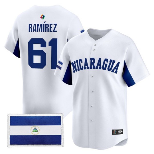 Men's Team Nicaragua #61 Erasmo Ramirez White 2026 World Baseball Classic Limited Stitched Jersey