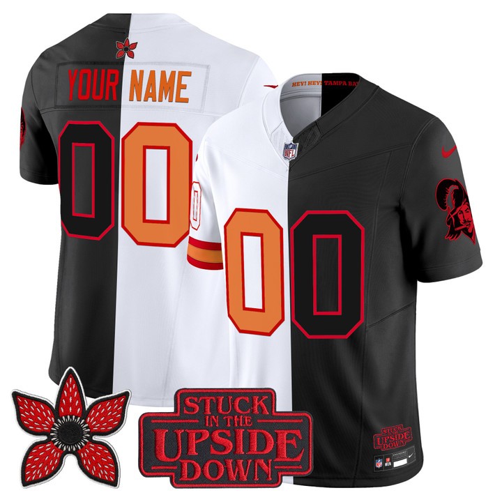 Men's Tampa Bay Buccaneers Custom White Throwback Black 'Upside Down Edition' F.U.S.E. Vapor Limited Stitched Jersey