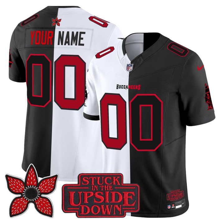 Men's Tampa Bay Buccaneers Custom White Black 'Upside Down Edition' F.U.S.E. Vapor Limited Stitched Jersey