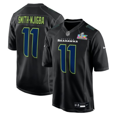 Men's Seattle Seahawks #11 Jaxon Smith-Njigba Black Nike Super Bowl LX Patch Carbon Fashion Game Stitched Jersey