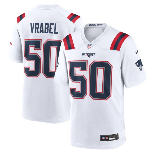 Men's New England Patriots #50 Mike Vrabel White Game Retired Player Jersey