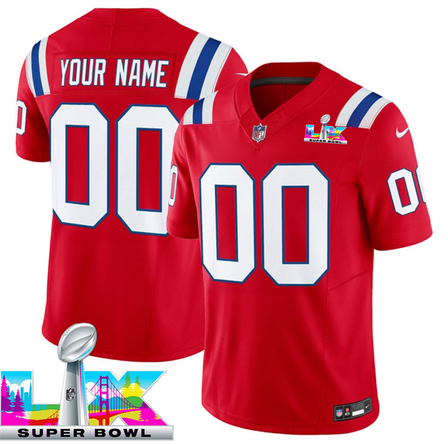 Women's New England Patriots Active Player Custom Red 2025 F.U.S.E. Super Bowl LX Patch Vapor Limited Stitched Football Jersey