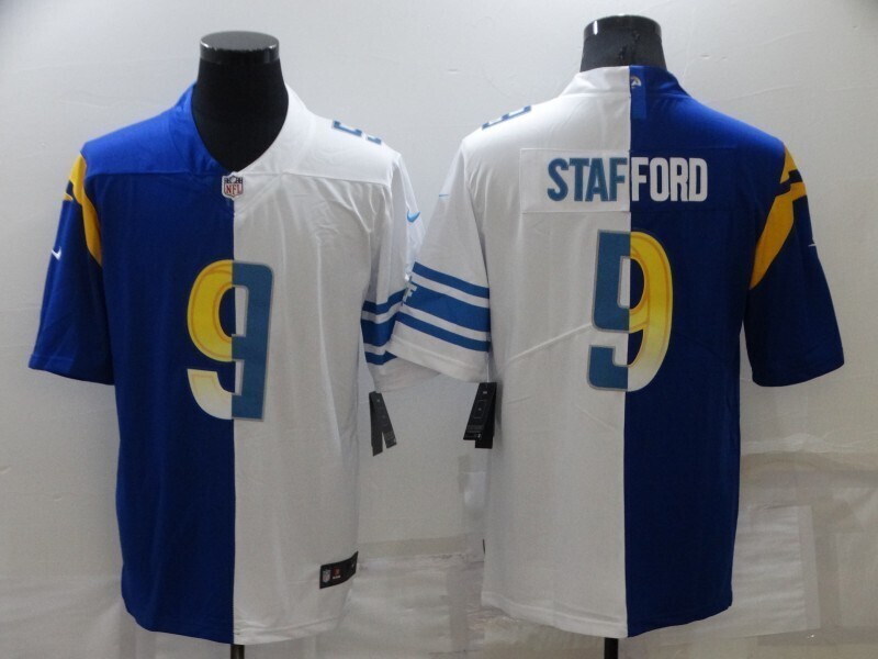 Men's Los Angeles Rams & Detroit Lions #9 Matthew Stafford Split Vapor Untouchable Limited Stitched Jersey