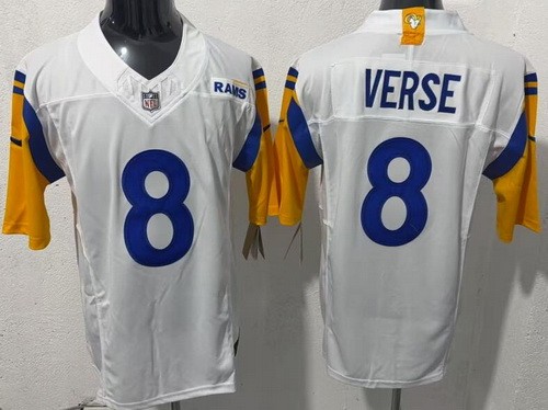 Men's Los Angeles Rams #8 Jared Verse White F.U.S.E. Vapor Limited Stitched Jersey
