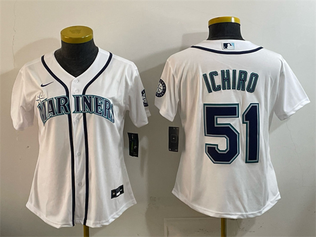 Youth Seattle Mariners #51 Ichiro Suzuki White Cool Base Stitched Baseball Jersey