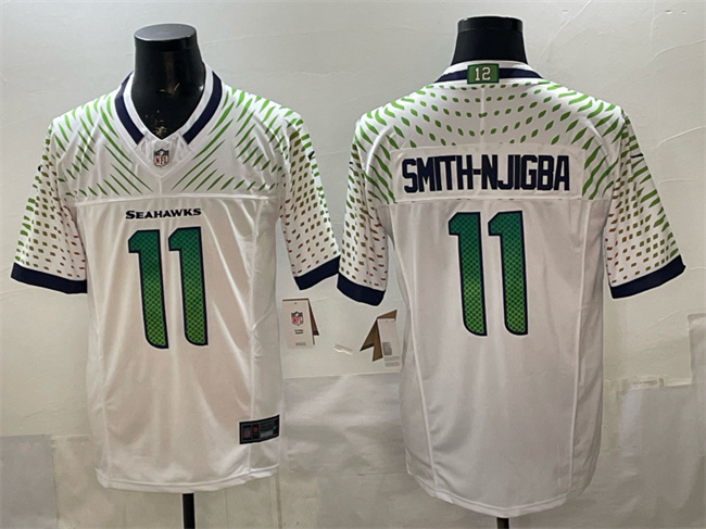 Men's Seattle Seahawks #11 Jaxon Smith-Njigba White 2025 F.U.S.E. “Rivalries” Vapor Untouchable Limited Stitched Football Jersey