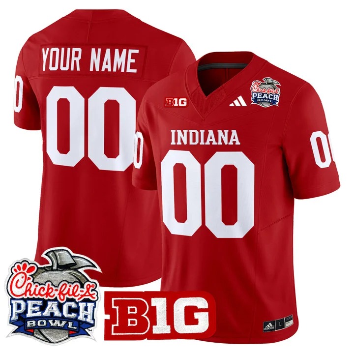 Men's Indiana Hoosiers Custom Crimson 2026 Peach Bowl Vapor Limited V2 Stitched Jersey