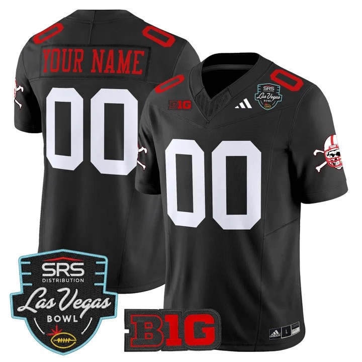 Men's Nebraska Cornhuskers Custom Black Las Vegas Bowl F.U.S.E. 2025 Vapor Limited Stitched Jersey