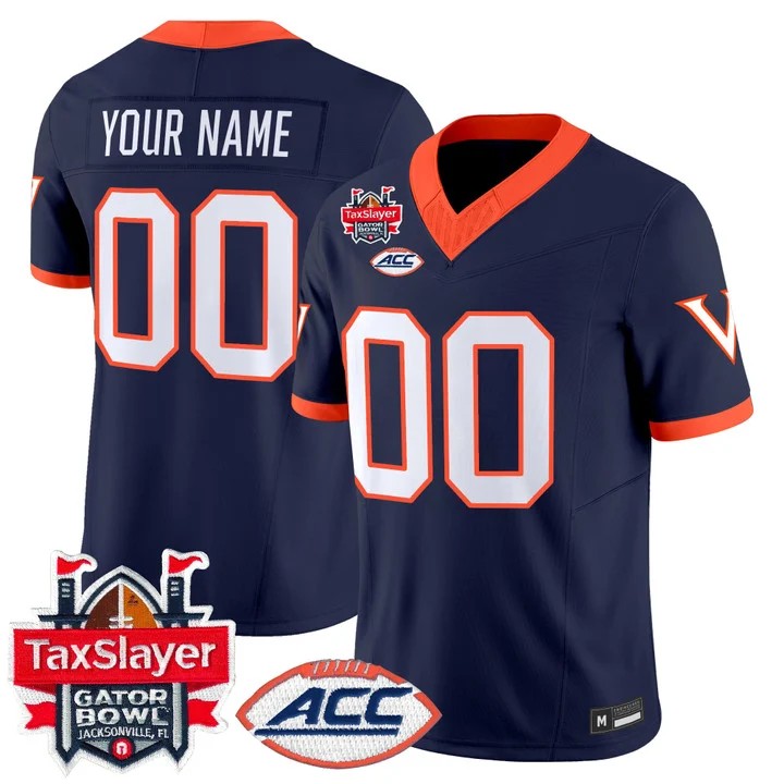 Men's Virginia Cavaliers Custom Navy 1995 Throwback Gator Bowl 2025 F.U.S.E. Vapor Limited Stitched Jersey